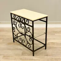 サイドテーブル ロートアイアン 大理石 レトロ アンティーク コンソールテーブル 大理石 テーブル 花台 ロートアイアン