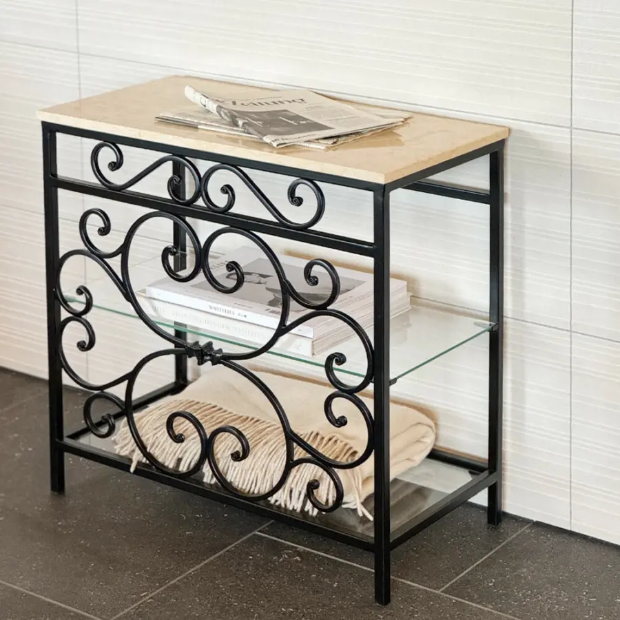 サイドテーブル ロートアイアン 大理石 レトロ アンティーク サイドテーブル ロートアイアン 大理石 レトロ アンティーク