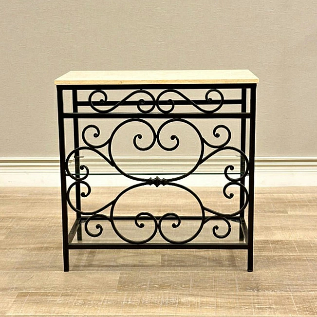 コンソール 大理石天板 幅28cm アイアン サイドテーブル ロートアイアン 輸入家具 サイドテーブル 花台 コラム コンソール アイアン ロート