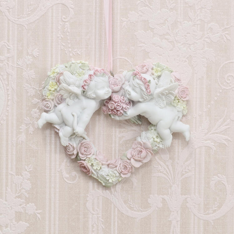 壁掛け エンジェルリース ハート型<br>REQSC-664 | 壁飾り