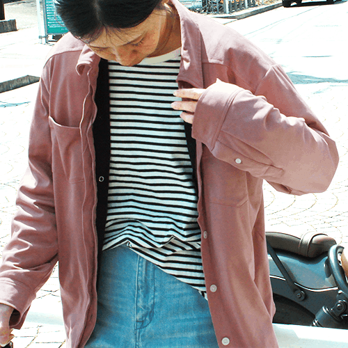 プロテクトシャツ／スリムスウェード【グレイッシュピンク】