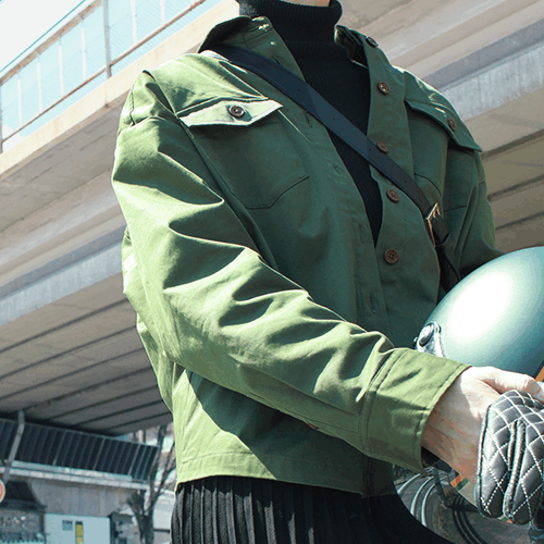 プロテクトシャツ／ボックスチノ【グレイッシュグリーン】