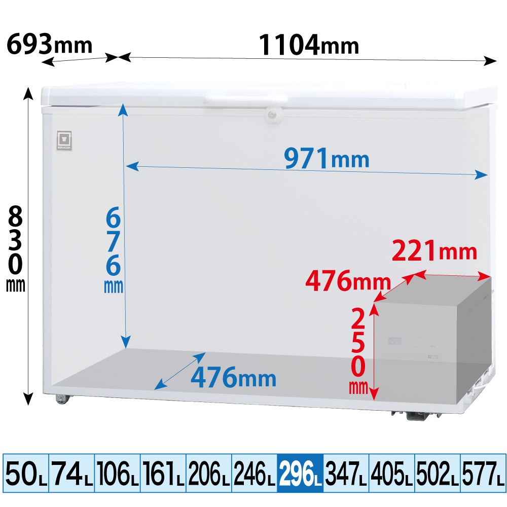 ޥ  ॹȥå ե꡼֥ 296L RCY-296DW - ̳ - 1104693830(mm) - ǽϰϡࡦɡ¢ -25+10ˡ®ൡǽդLED Υե