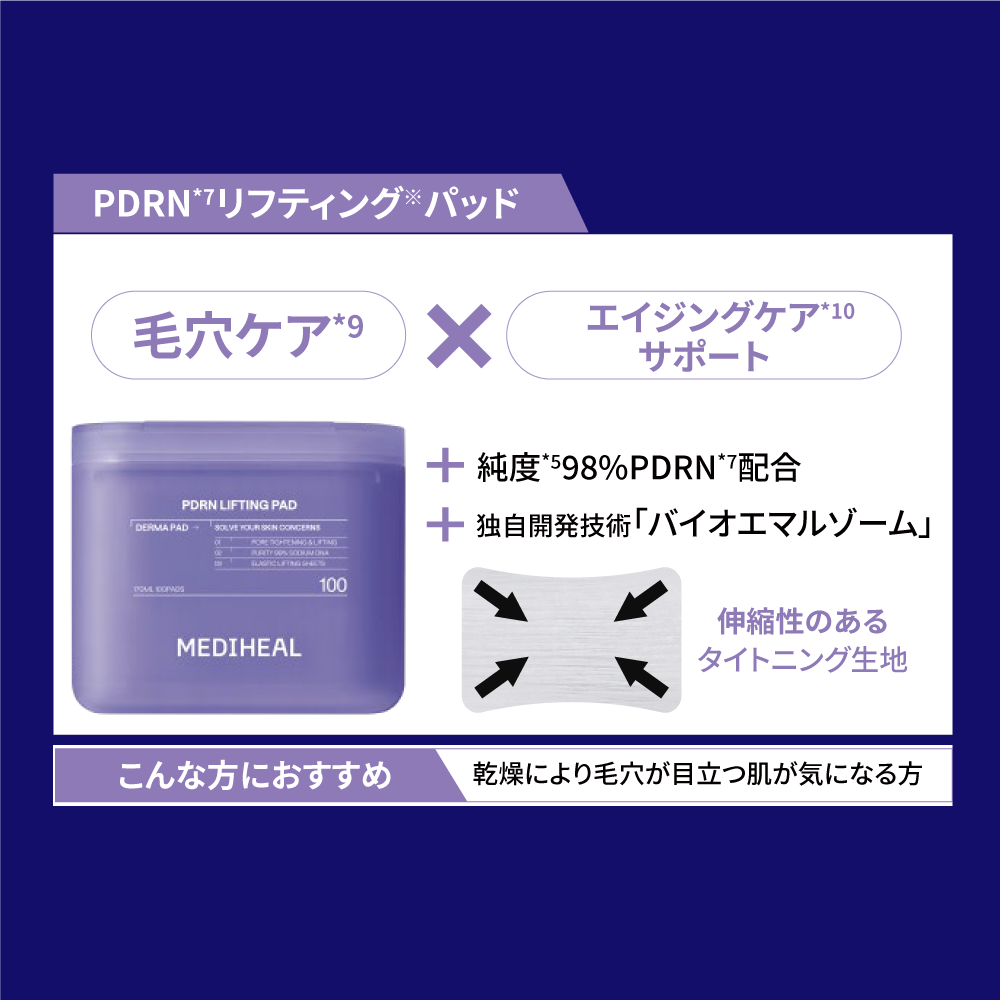スクエア型トナーパッド 100枚入りコラーゲンファーミング/ティーツリーカーミング/PDRNリフティング/マデカッソシド ブレミッシュ
