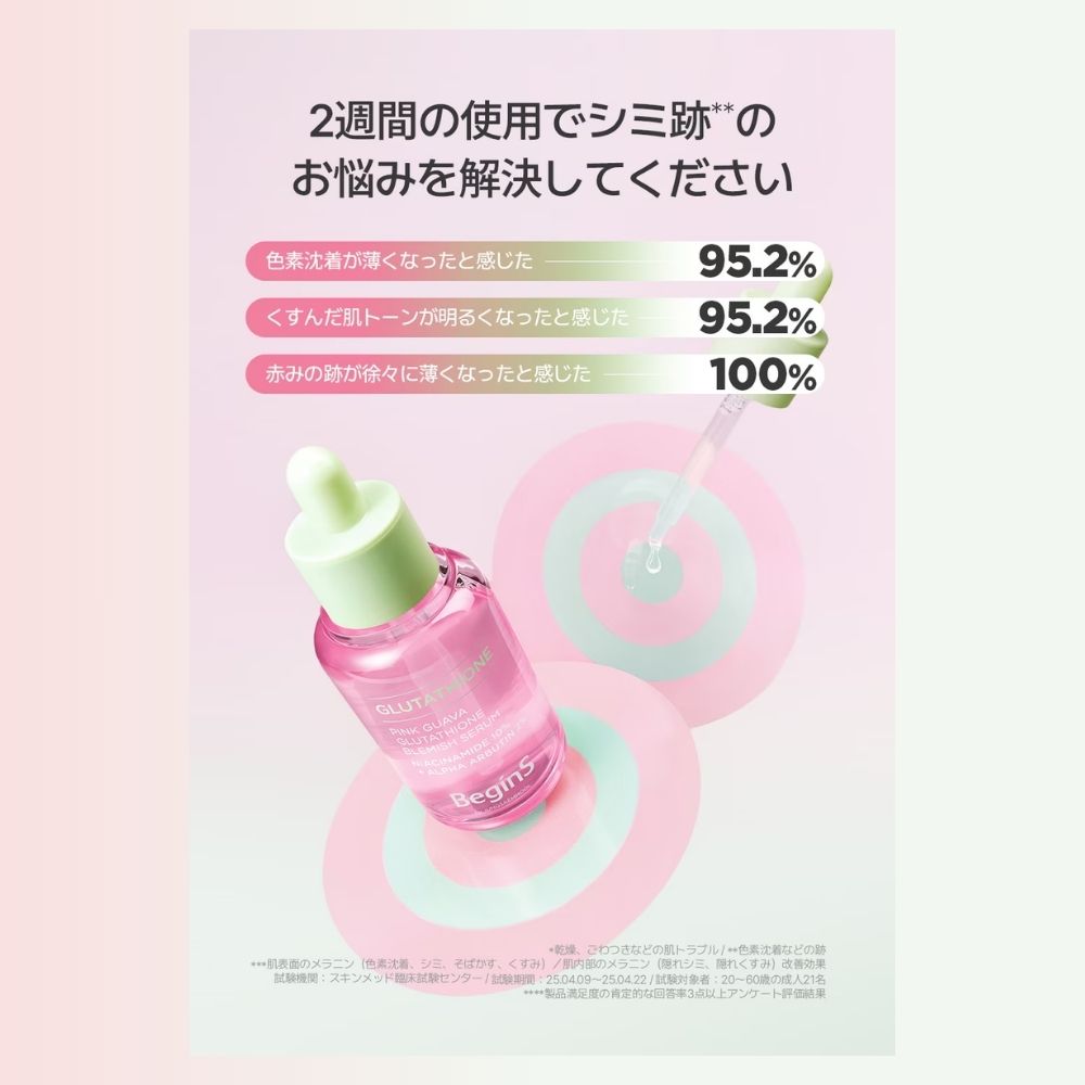 BeginS ビギンス】ピンクグァバグルタチオン痕跡セラム【1+1】Pink