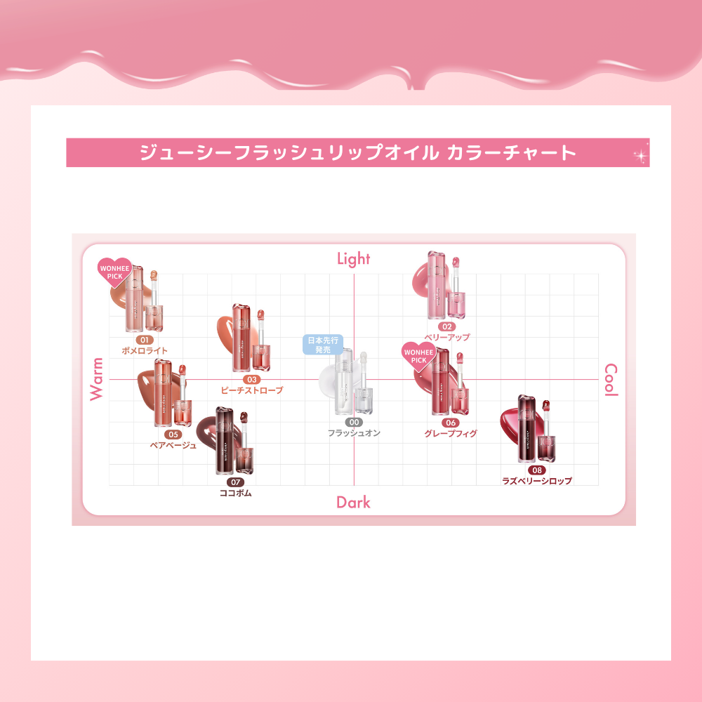 【新発売】全8色 ジューシーフラッシュリップオイル Juicy Flash Lip Oil
