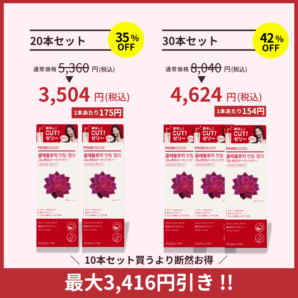 【まとめ買いがお得 7/15～7/29まで 】 コレオロジーカットゼリーぷるぷるゼリー/炭水化物カット/ザクロ味/チアシード入り/食後ダイエットサポート/ Coleology Cutting Jelly 【リピーター続出中】