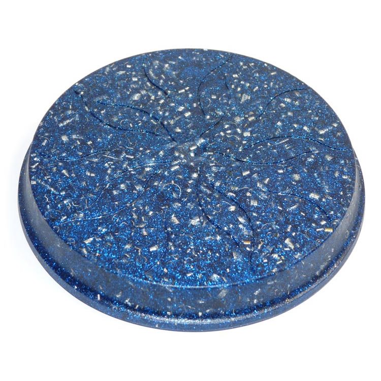 久高島★仕返し悪縁切り勾玉オルゴナイト ブルーのコースター《ボヘミアンオルゴナイト》 12.5×1.5cm｜フラワー