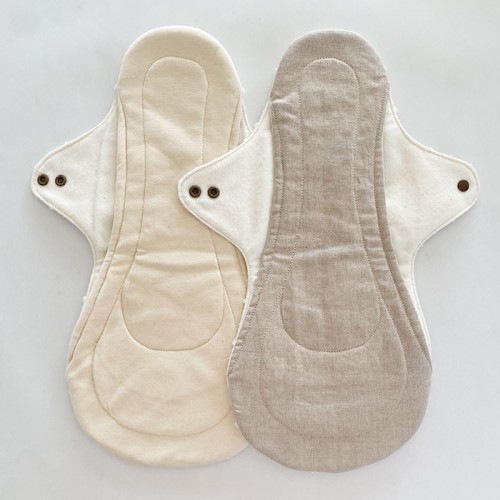 オーガニック布ナプキン ［多い日・夜用・尿漏れ］一体型(立体構造・内部取出し式)/Lサイズ(防水布 あり/なし)リネン/コットン　選べる【ネコポス可】