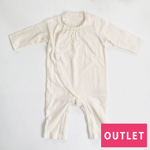 ［アウトレット］カバーオール　オーガニックコットン　ナチュラル　サイズ70 ベビー【ネコポス可】