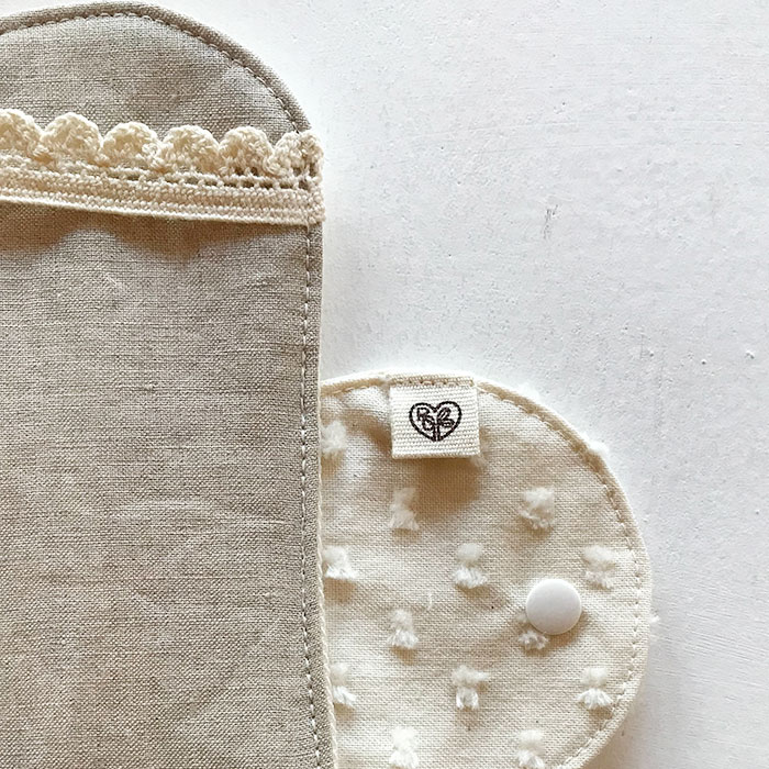 布ナプキン ［おりもの・軽い日用］ひょうたん型ホルダーSSサイズ オーガニックリネン(防水布あり)【ネコポス可】