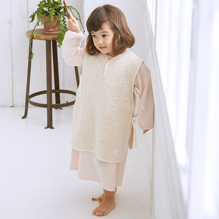 【アウトレット】無農薬和綿ガラ紡平織り ベビースリーパー　草木染め（ラックダイ）　50〜100cm【ネコポス不可】