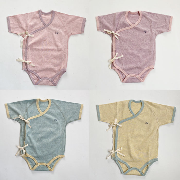 ロンパース　60〜70サイズ　半袖　オーガニックコットン　ボタニカルダイ【ネコポス可】Reicarino∞bon　選べる4色