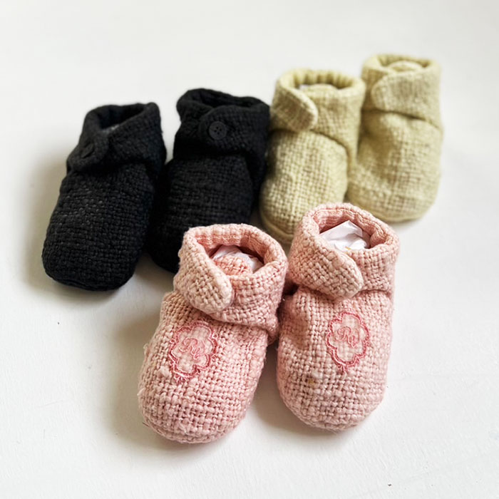 無農薬和綿ガラ紡平織り ベビーブーティー　草木染め　50-70cm【ネコポス可】