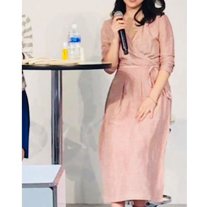 絹糸紡 シルクラミー カシュクールワンピース 〇膝下丈〇 草木染桜色　初東雲　【送料無料・ネコポス不可】 袖は２タイプ！