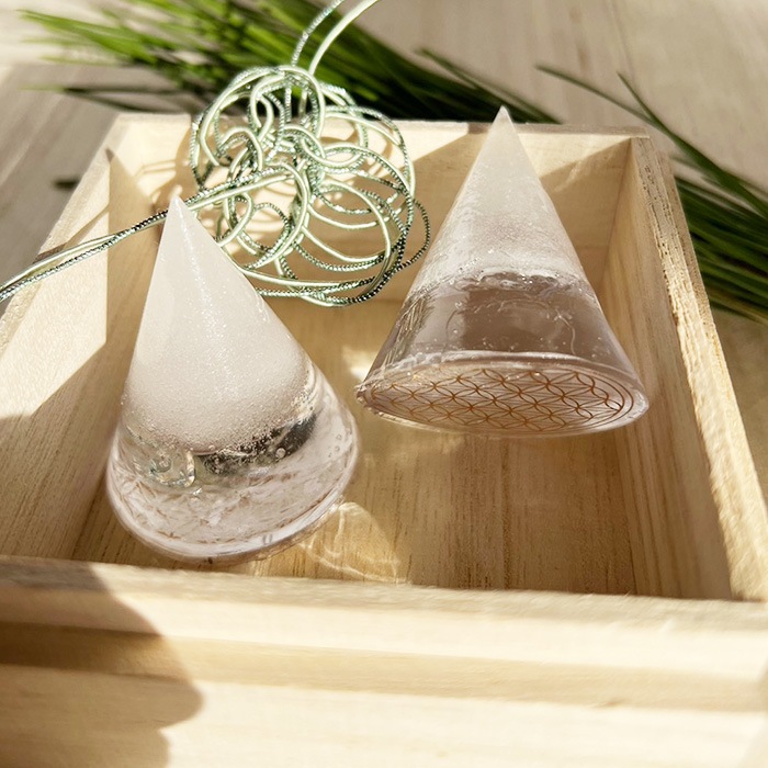 ［受注商品］神様の浄化盛り塩（大）フラワーオブライフ 円錐型 2個セット【ネコポス不可】