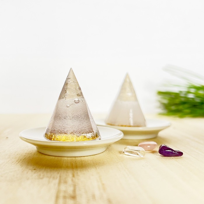 ［受注商品］神様の浄化盛り塩 プレミアム(小)交換不要 フラワーオブライフ パワーストーン入 八角形 ２個セット【ネコポス不可】