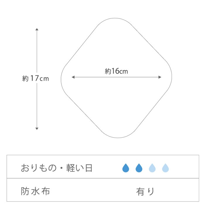 【新登場】お得なまとめ割り！［おりもの用・軽い日用］おりものライナー オーガニックコットンネル  ひし形  (防水布あり) 3枚セット　軽失禁にもお勧め【ネコポス可】