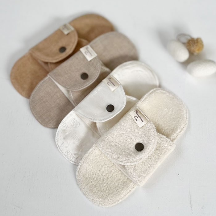 おりものライナー (ミニ)４種類の生地(防水布なし) 4枚セット Reicarino∞bon　オーガニックリネン　ブラウンネル　コットンパイル　国産シルク　【ネコポス可】