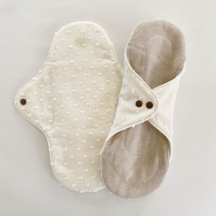 布ナプキン　［普通の日・多い日・軽い尿モレ用］一体型(立体構造・内部取出し式)/Mサイズ(防水布 あり/なし)リネン/コットン　選べる【ネコポス可】