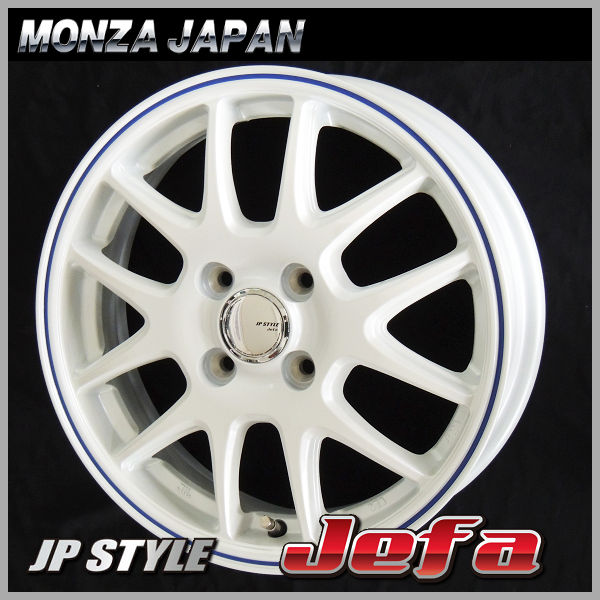 送料無料 アクア ノート デミオ マツダ2 JP-STYLE JEFA パールホワイトブルーライン 185/70R14 ダンロップ タイヤセット