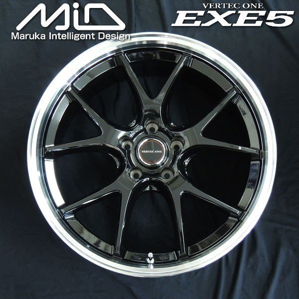 送料無料 80/70系 VOXY ノア エスクァイア などに MID ヴァーテックワンEXE5 グロッシーブラックリムポリッシュ 215/45R18 安心のピレリタイヤ