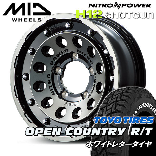 送料無料 ジムニーシエラ MID ナイトロパワー H12 SHOTGUN ブラッククリア 215/65R16 TOYO オープンカントリーRT ホワイトレター