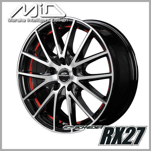 送料無料 ９０系 VOXY ノア などに ■MID RX27 レッドアンダーカット ■205/55R17　安心のピレリタイヤ