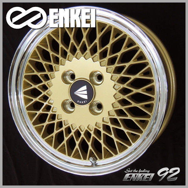 送料無料 アクア マツダ2 MAZDA2 など ■ＥＮＫＥＩ エンケイ ■ネオクラシック　エンケイ92 ■１６インチ ■GOLD with Machined Lip ■195/55R16 ■ヨコハマタイヤホイールセット