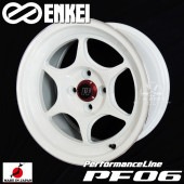 送料無料 エンケイ ENKEI パフォーマンスライン PF06 マシニングホワイト 15インチ 8.0J +25（4穴PCD100） ホイール4本セット
