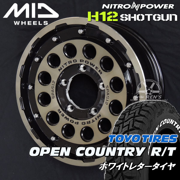ジムニー 送料無料 ナイトロパワー H12 SHOTGUN ブラッククリアマシニング 215/65R16 109/107Q TOYO オープンカントリー R/T ホワイトレター 国産タイヤ