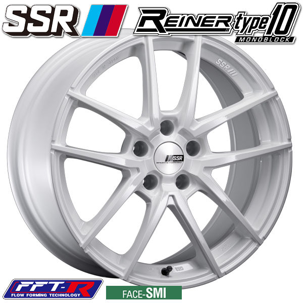 4本SET 送料無料 WRX S4 FL1 / FL4 / FC1 / FK7 シビック SSR ライナー Type10 MONOBLOCK ホワイト 18inch 8.5J+44 5-PCD114.3