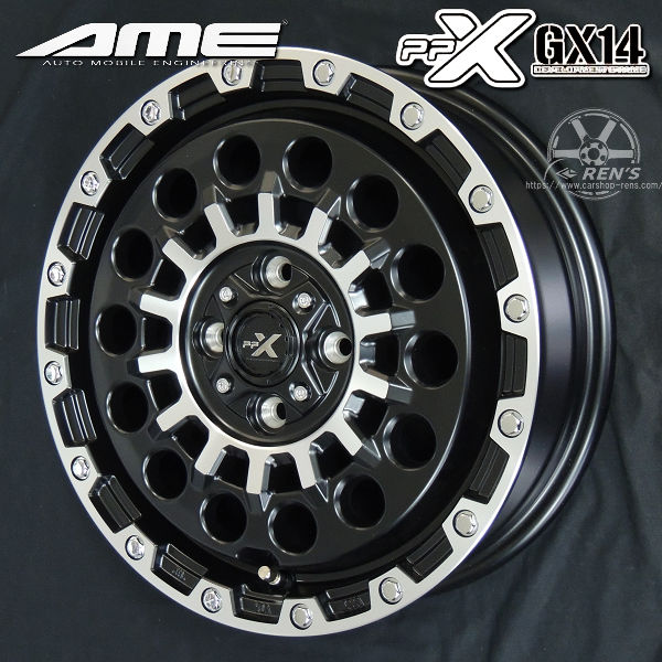送料無料 軽トラック 軽バン JWL-T規格 ハイゼット キャリー Ｎ－ＶＡＮ アトレー 等に ■PPX GX14 ■マットブラックポリッシュ ■12インチ 3.5J +45 4/100 ■新品アルミホイール４本