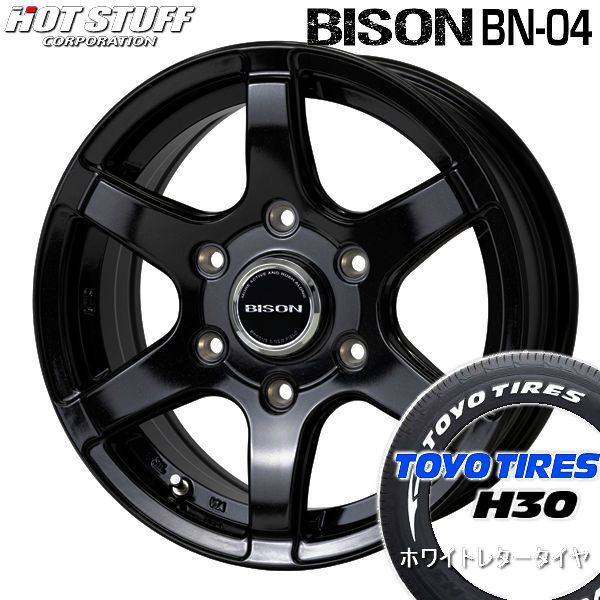 NV350 キャラバン 送料無料 ■バイソン BN-04 ■メタリックブラック ■195/80R15 107/105N ■TOYOタイヤ H30 ホワイトレター