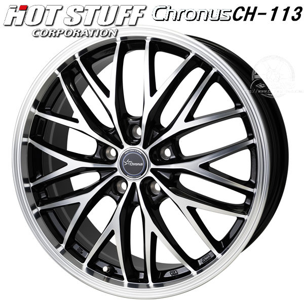 送料無料 90系 VOXY ノア など クロノス CH-113 メタリックブラックポリッシュ 215/45R18 ヨコハマタイヤ ホイール4本セット