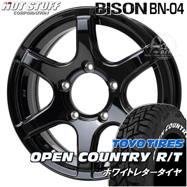 送料無料 ジムニー バイソン BN-04 メタリックブラック 215/65R16 TOYO トーヨータイヤ オープンカントリーR/T ホワイトレター
