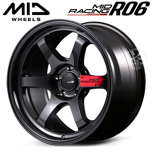 送料無料 MID RACING R06 MID レーシング R06 クリスタルブラック 18インチ 10.5J +12 5穴 PCD114.3 アルミホイール4本セット