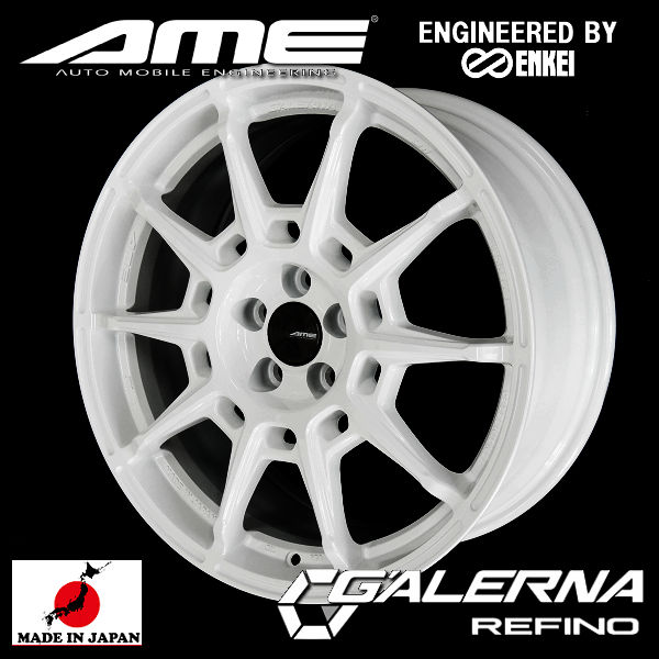 送料無料 4本セット ENKEI 製 国産 ホイール GR 86 BRZ カローラスポーツ AME ガレルナ レフィーノ ホワイト 18inch 8.0J +45 5穴PCD100