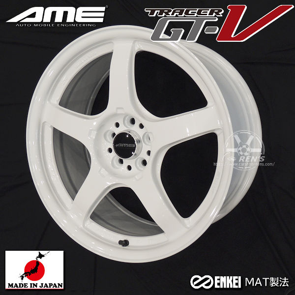 送料無料 GR86 86 BRZ カローラスポーツ ENKEI 製 国産 AME トレーサーGT-V ホワイト PCD100 225/40R18 ファルケンタイヤ 4本セット