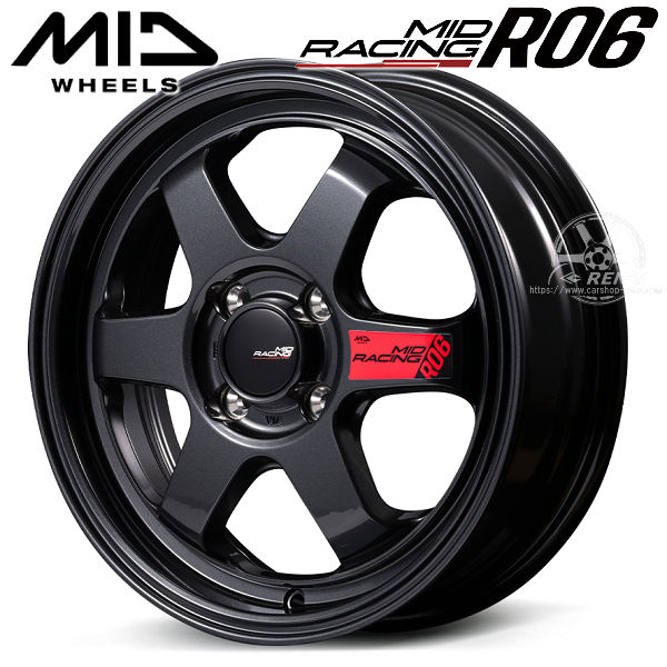 送料無料 タント N-BOX スペーシア エブリィ など MID レーシング R06 クリスタルブラック 165/55R15 ヨコハマタイヤ ホイールセット