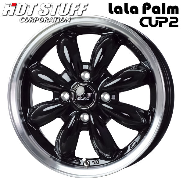 送料無料 タント アルト NBOX ムーヴ スペーシアなど ララパームCUP2 ブラック 155/65R14 ヨコハマ ブルーアース タイヤ 4本セット