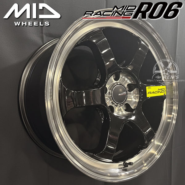 送料無料 GR86 86 BRZ カローラスポーツ MID レーシング R06 ブラッククリアポリッシュ 18インチ 8.5J +45 5穴 PCD100 ホイール4本SET