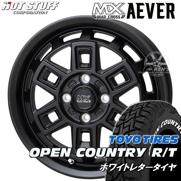 プロボックス サクシードバン等に JWL-T 規格対応 マッドクロス アイヴァー マットブラック 165/80R14 97/95N TOYO オープンカントリー R/T 国産 ホワイトレター 荷重対応 タイヤ