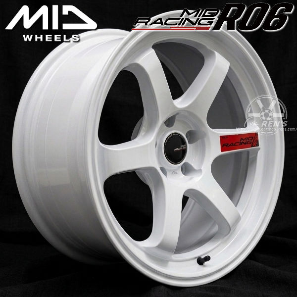 送料無料 GR86 86 BRZ カローラスポーツ 等 MID RACING R06 MID レーシング R06 ホワイト（WHI） 18インチ 8.5J +45 5穴 PCD100 アルミホイール4本セット