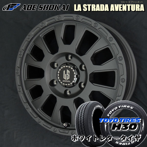 送料無料 200系ハイエース ラストラーダ アヴェンチュラ リンクルブラック トーヨー H30 215/65R16 109/107R 荷重対応 ホワイトレタータイヤSET