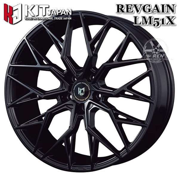 送料無料 210/220系 クラウン など KOSEI コーセイ REVGAIN レヴゲイン LM51X グロスブラック 225/45R18 95W XL ファルケン タイヤ ホイール 4本セット