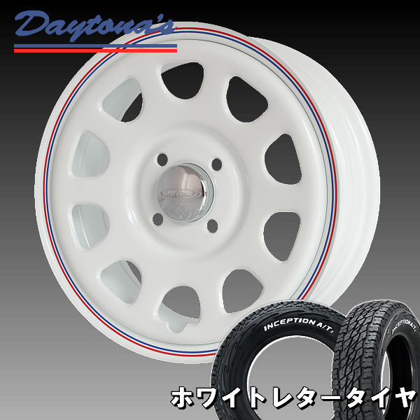 送料無料 軽トラック ハイゼット キャリー N-VAN等 デイトナ ホワイトレッドブルーライン 145R12C 80/78N A/T オールテレーン ホワイトレター タイヤ 荷重対応