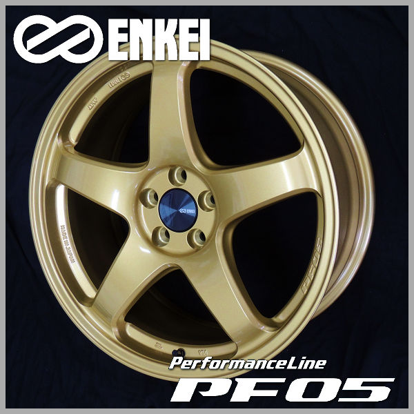 送料無料 86 BRZ カローラスポーツ レクサスCT等に ENKEI エンケイ PF05 国産ホイール １９インチ ゴールド 225/35R19 国産タイヤ