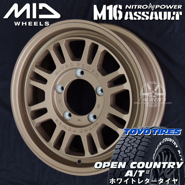送料無料 ジムニー ナイトロパワー M16 ASSAULT 限定カラー：セミグロスブロンズ 215/70R16 100T TOYO オープンカントリー A/T3 オールテレーン ホワイトレター 国産タイヤ