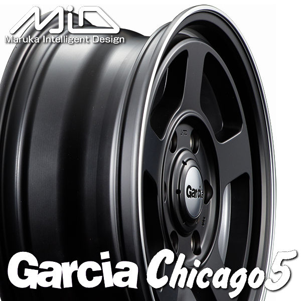 送料無料 ハイエース ガルシア シカゴ5 セミグロスブラック 215/65R16